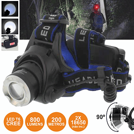 Head Torch with 1 LED 10W 3 Light Levels 800lm with 2x bat.18650