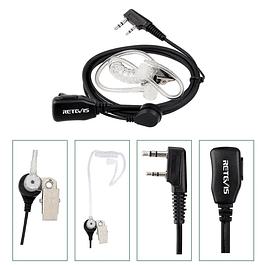 Casque talkie-walkie Retevis 2 broches avec tube acoustique transparent PTT - Kenwood Baofeng