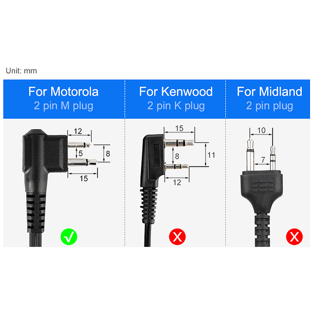 Retevis 2-Pin Walkie Talkie Headset with PTT Transparent Acoustic Tube - Motorola, HYT