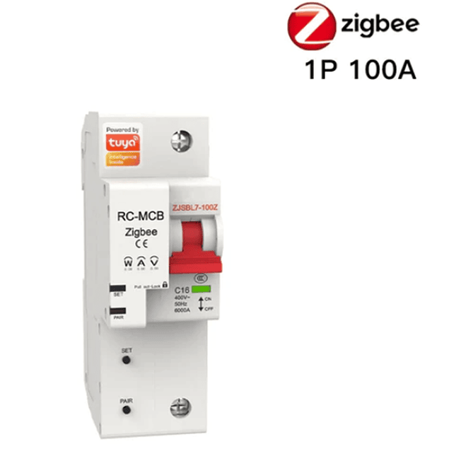 Disyuntor ZigBee DIN 1P - 100A Con Monitor De Energía Wifi