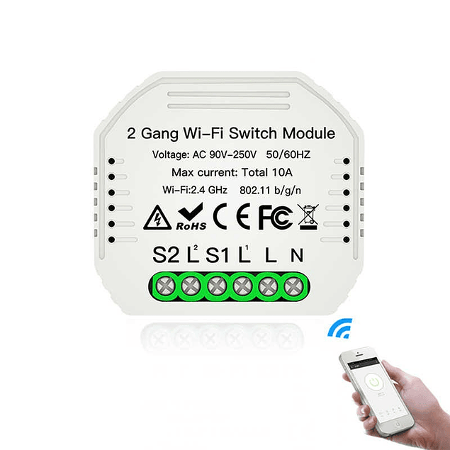 Módulo Dimmer 2 Canais Wi-Fi + RF433 Tuya / Smartlife