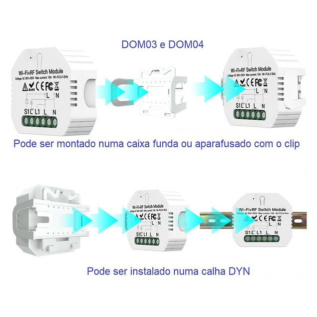 Módulo 4 Canais Wi-Fi + Bluetooth Tuya / Smartlife