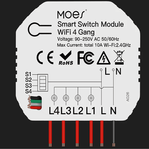 Module 4 canaux Wi-Fi + Bluetooth Tuya / Smartlife