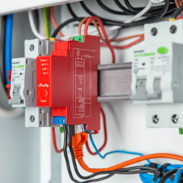 Module rail DIN avec 1 relais et mesure d'énergie pour automatisme WiFi/BT/LAN - 110/240VAC 16A - Shelly PRO 1PM