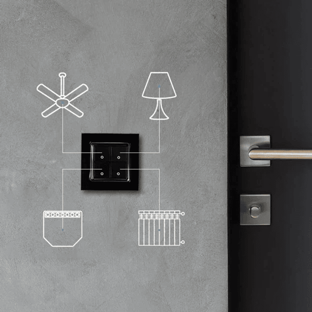 Interrupteur mural 4 boutons pour modules Shelly - blanc / noir - Shelly Wall Switch 4 Blanc/Noir