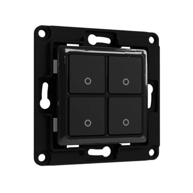 Interruptor de parede de 4 botões p/ módulos Shelly - branco / preto - Shelly Wall Switch 4 White/Black