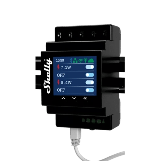 Módulo para calha DIN c/ 4 relés para automação WiFi/BT/LAN - 110/240VAC 4x16A - Shelly Pro 4PM V2