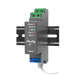 DIN rail module with 2 relays for WiFi/BT/LAN automation - 110/240VAC 2x16A - Shelly PRO 2