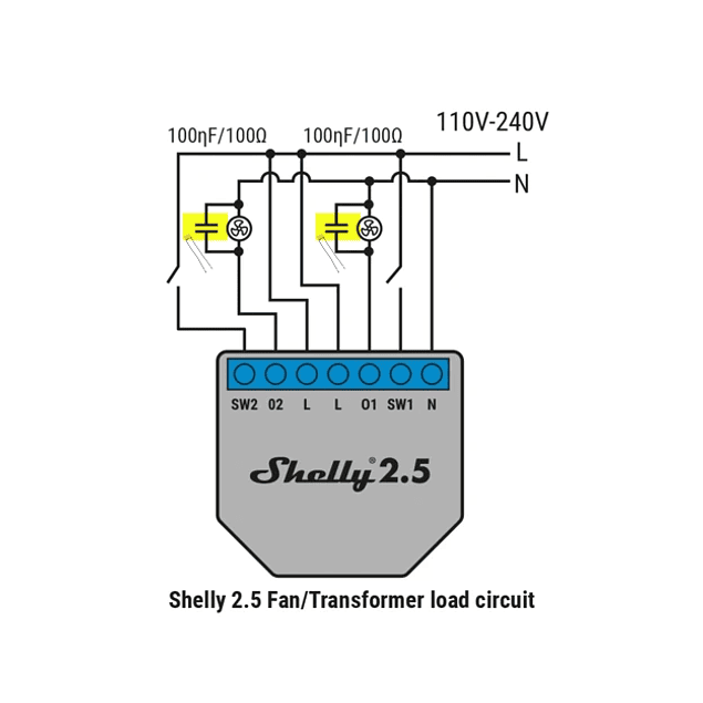  Filtro RC / Snubber supressor de sobretensões para módulos Shelly (600V 100nF/100Ω)
