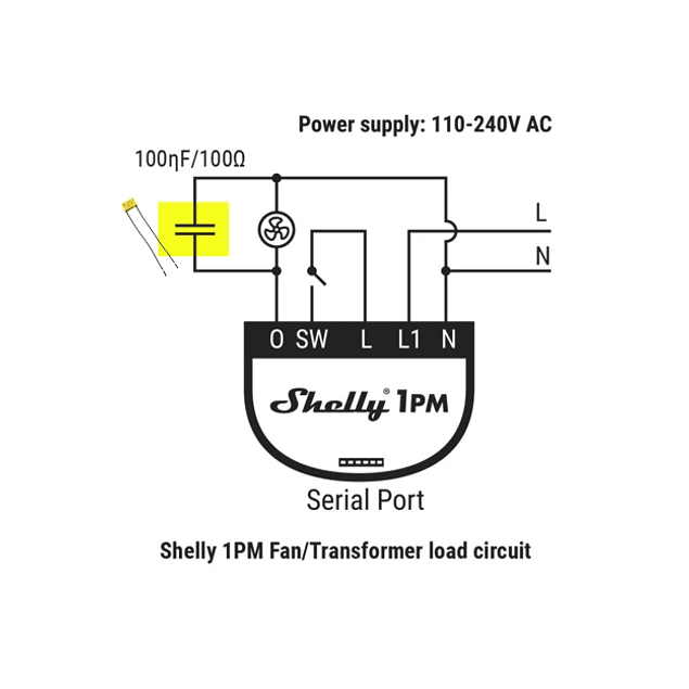  RC Filter / Snubber overvoltage suppressor for Shelly modules (600V 100nF/100Ω)