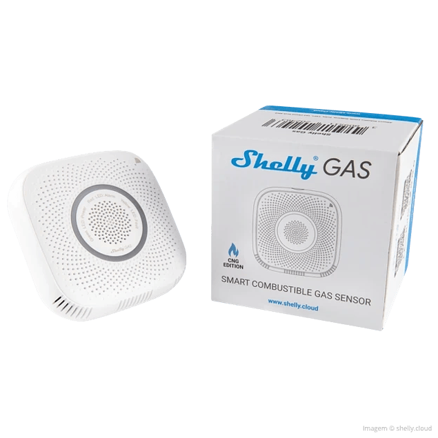 Sensor de Gás natural CNG inteligente WiFi c/ alarme sonoro e luminoso - Shelly GAS CNG