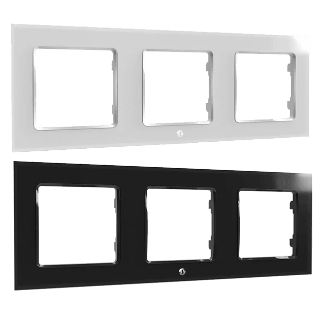 Espelho triplo para interruptores Shelly - branco/preto - Shelly Wall Frame 3 White/Black