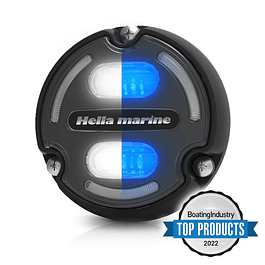 Apelo A2 White/Blue Underwater LED Light with black face and aluminum base - Hella Marine