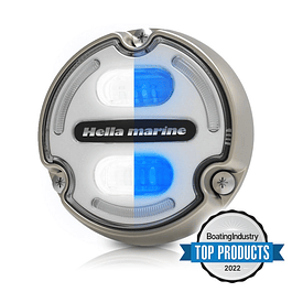 Apelo A2 White/Blue Underwater LED Light with white face and bronze base - Hella Marine
