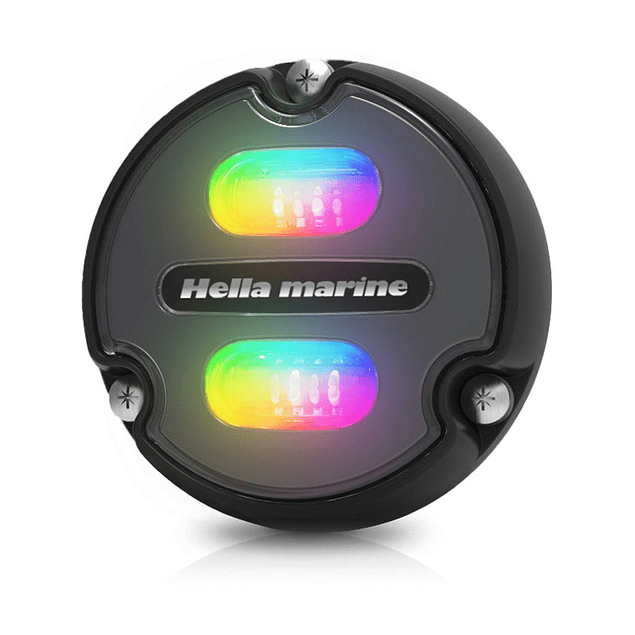 Apelo A1 Multicolor RGB Underwater LED Light with black/white face and black thermal polymer base - Hella Marine