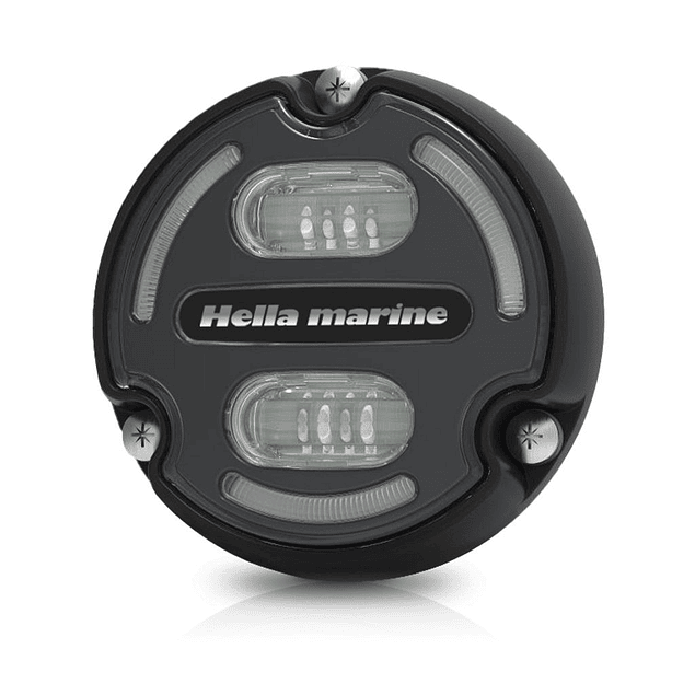 Luz LED subacuática Apelo A2 RGB con frontal negro y base de aluminio - Hella Marine