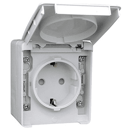Schuko Socket 2P+T Waterproof 16A 250VAC Gray / White With Protected Sockets - Efapel 48132