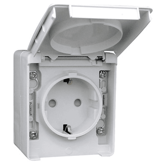 Toma Schuko 2P+T Estanca 16A 250VAC Gris / Blanco Con Bases Protegidas - Efapel 48132