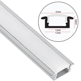 Carril / Perfil con pestañas para tira LED de aluminio con difusor opal (para empotrar) L.24,7x H.7mm (57/SW2507/2M-F)