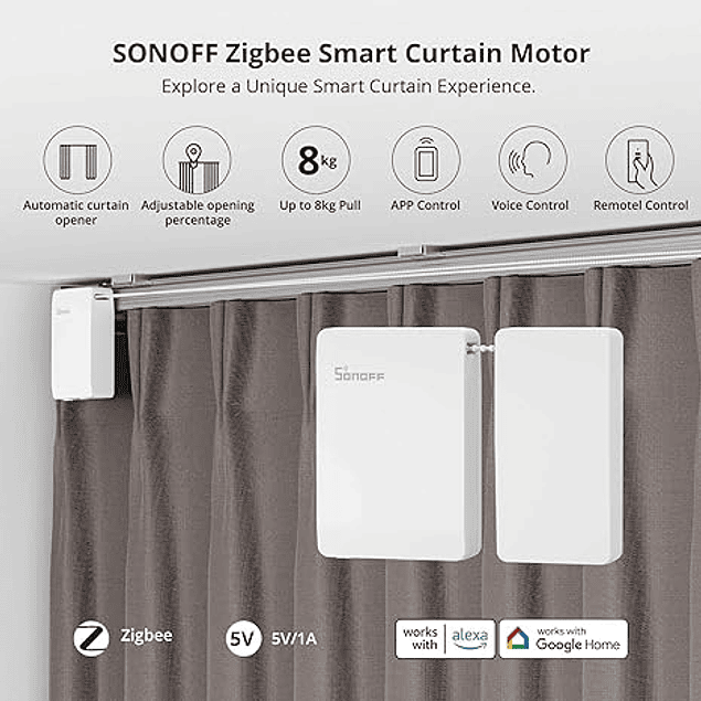Motor de cortina inteligente Zigbee c/ bateria - Sonoff ZBCurtain