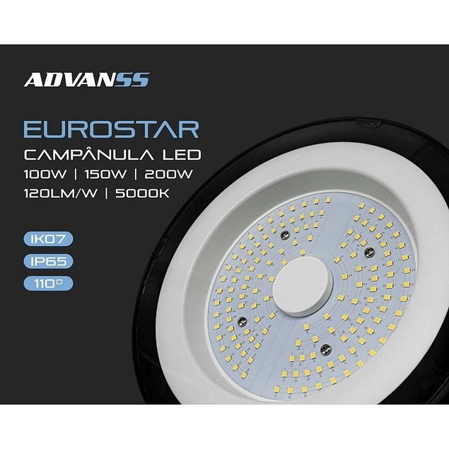 Campânula LED UFO 150W ADVANSS 110º 5000K 18000Lm