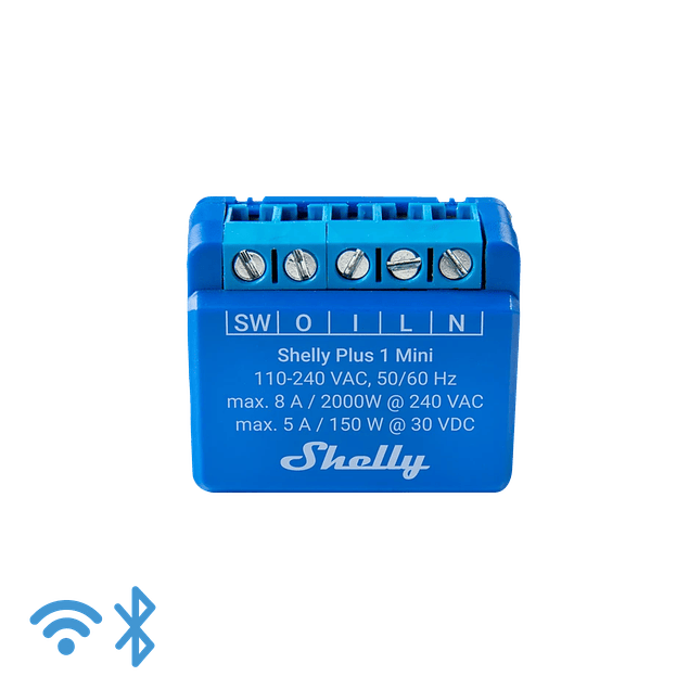  Mini módulo interruptor para automação WiFi 110/240VAC - 8A - Shelly Plus 1 Mini