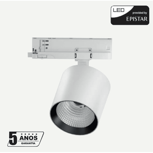 Projetor LED 40W p/ Calha Trifásica (3 Circuitos) 4000Lm - Terik - Branco/Preto