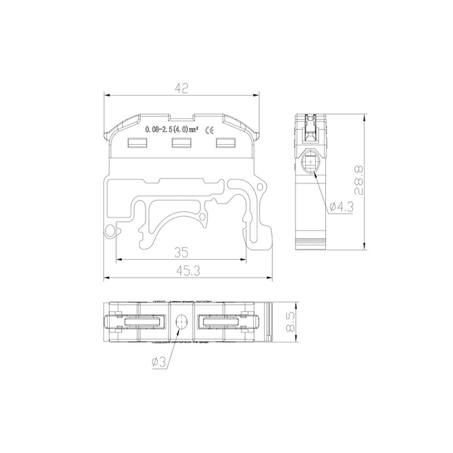 Ligador De Encaixe Rápido Tipo Barramento 0,08-4mm² 450V 32A P/Fio Rígido Ou Flexível