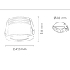 Mini Downlight Aplique LED Setra Embutir | 3W | 230V | 24º | 285-300 Lm | Ø42 mm (Furo Ø38 mm)