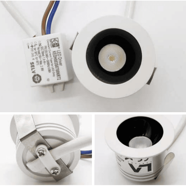 Mini Downlight Aplique LED Setra Embutir | 3W | 230V | 24º | 285-300 Lm | Ø42 mm (Furo Ø38 mm)