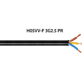 Cabo Flexível H05VV-F 3G2,5 (FVV) 3G2.5mm2 LEO - 100 Metros -  Preto