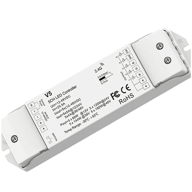 Controlador RGB / 3CCT / DIM RF 5CH 5 Canais 