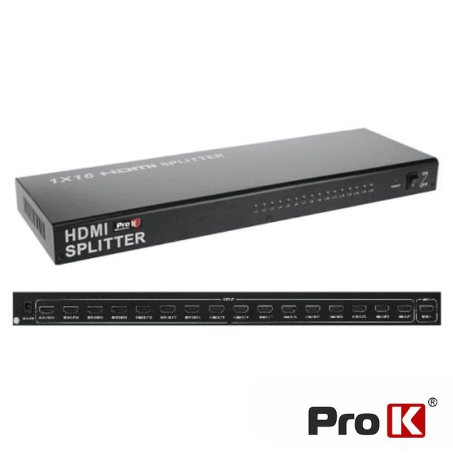 Distribuidor HDMI Amplificado 1 Entrada 16 Saídas Prok