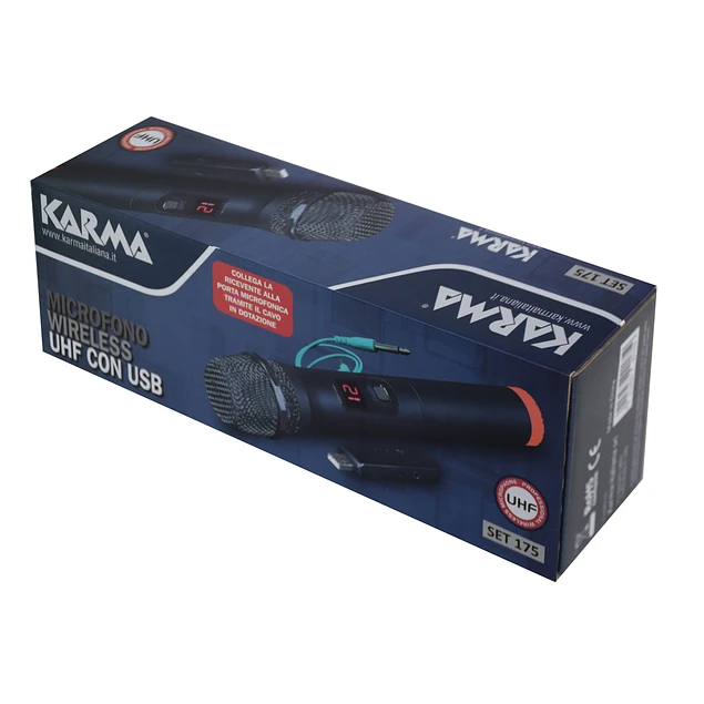 MICROFONE DE MÃO S/FIOS + RECEPTOR UHF USB KARMA