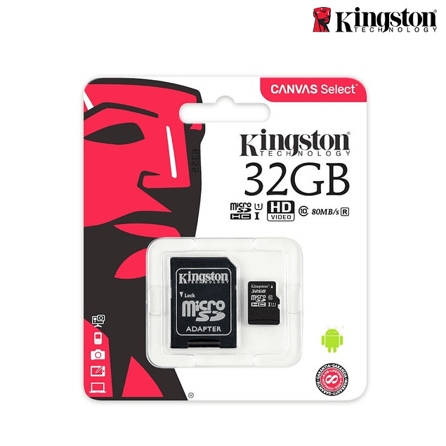 MICROSD KINGSTON HC + ADAPTADOR CLASSE 10 32GB 80MB/S