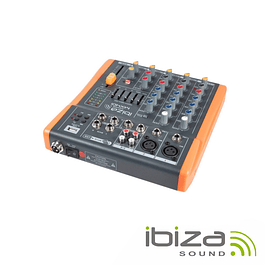 Console de mixage 4 canaux 3 entrées Phantom USB/REC Ibiza