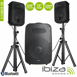 CONJUNTO SOM BI-AMPLIFICADO USB/SD/MP3 1200W IBIZA