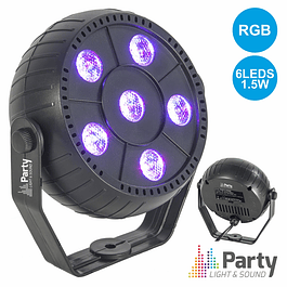 PROYECTOR PAR C / 6 LEDS 1.5W CREE RGB MIC PARTY