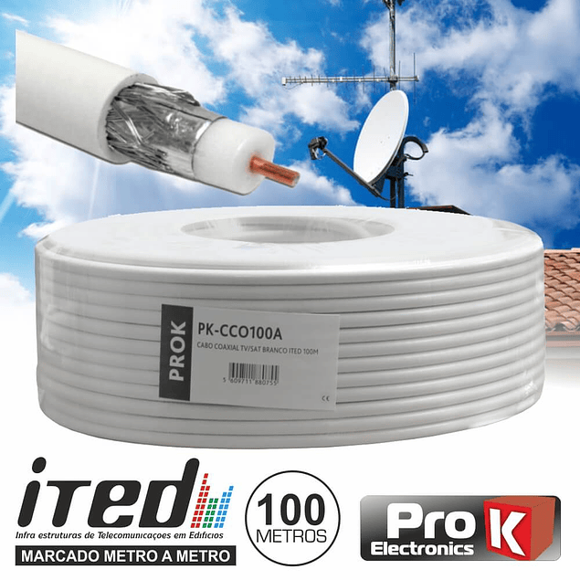 COAXIAL CABLE 75 OHM WHITE PROK