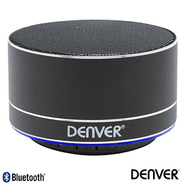 COLUNA BLUETOOTH PORTÁTIL 3W SD/BAT/LED PRETO DENVER