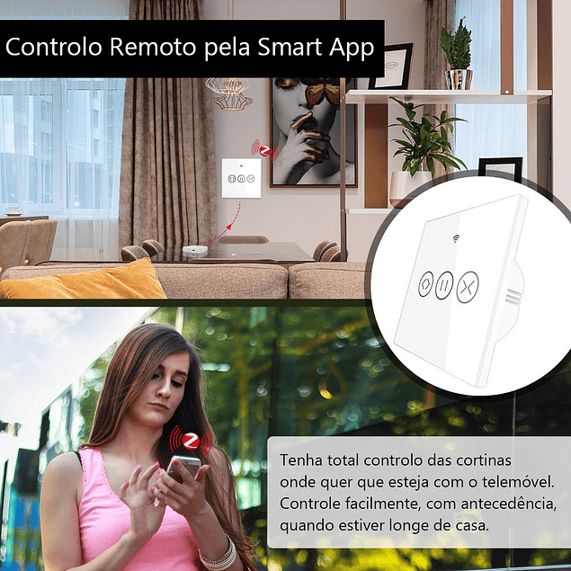 Interruptor Persianas Zigbee Rf Smart Touch Tuya Preto