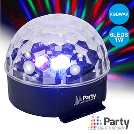 Proyector de Luz con 6 LEDs 1W RGBWAV MIC Party