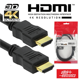 Cable HDMI Dorado Macho/Macho 2.0 4K Negro 1M