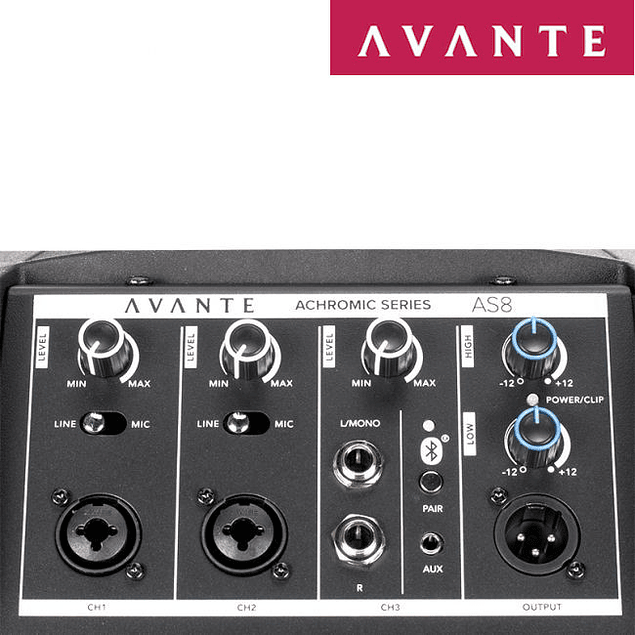 AVANTE AUDIO ACHROMIC AS8 800W COLUMN PA SYSTEM COM MIXER E BLUETOOTH