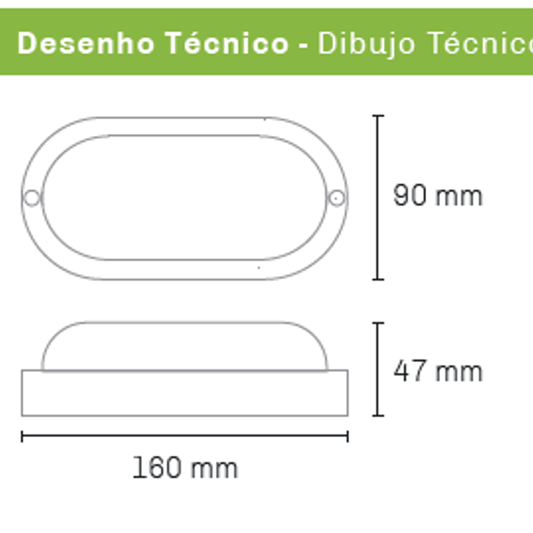 Aplique LED Exterior Plafon Oval Branco 8W 720Lm IP65 Maxled 8