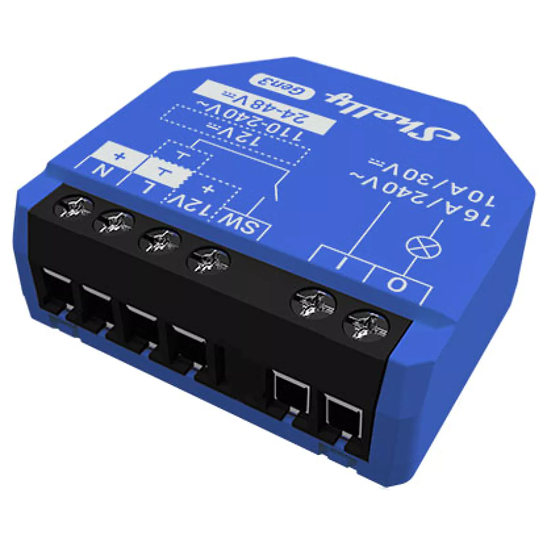 Shelly 1 Gen3 - Módulo interruptor para automação WiFi 110/240VAC 12VDC 24-48VDC - 16A 2