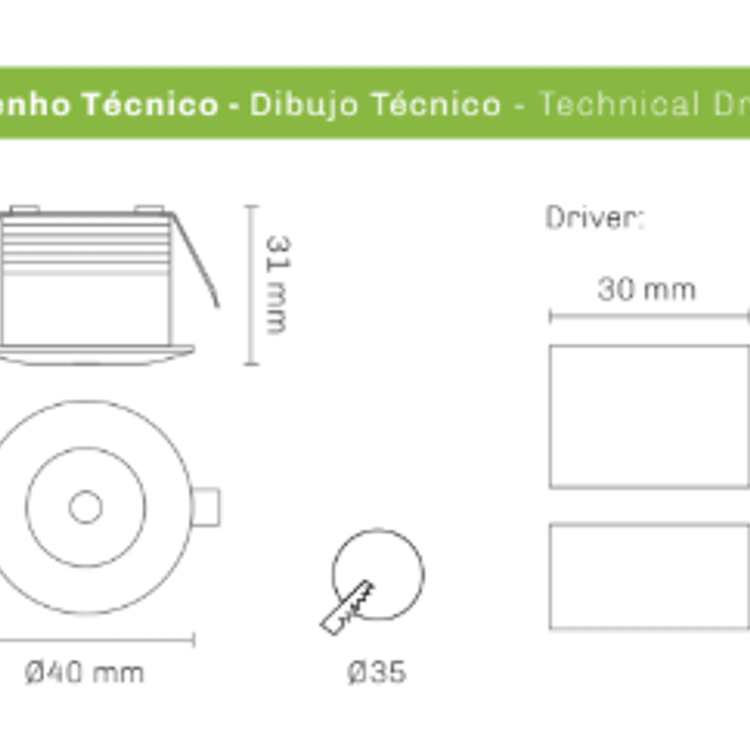 SPOT Led Fixo Redondo Branco 3W 210Lm 60° Maxled 3