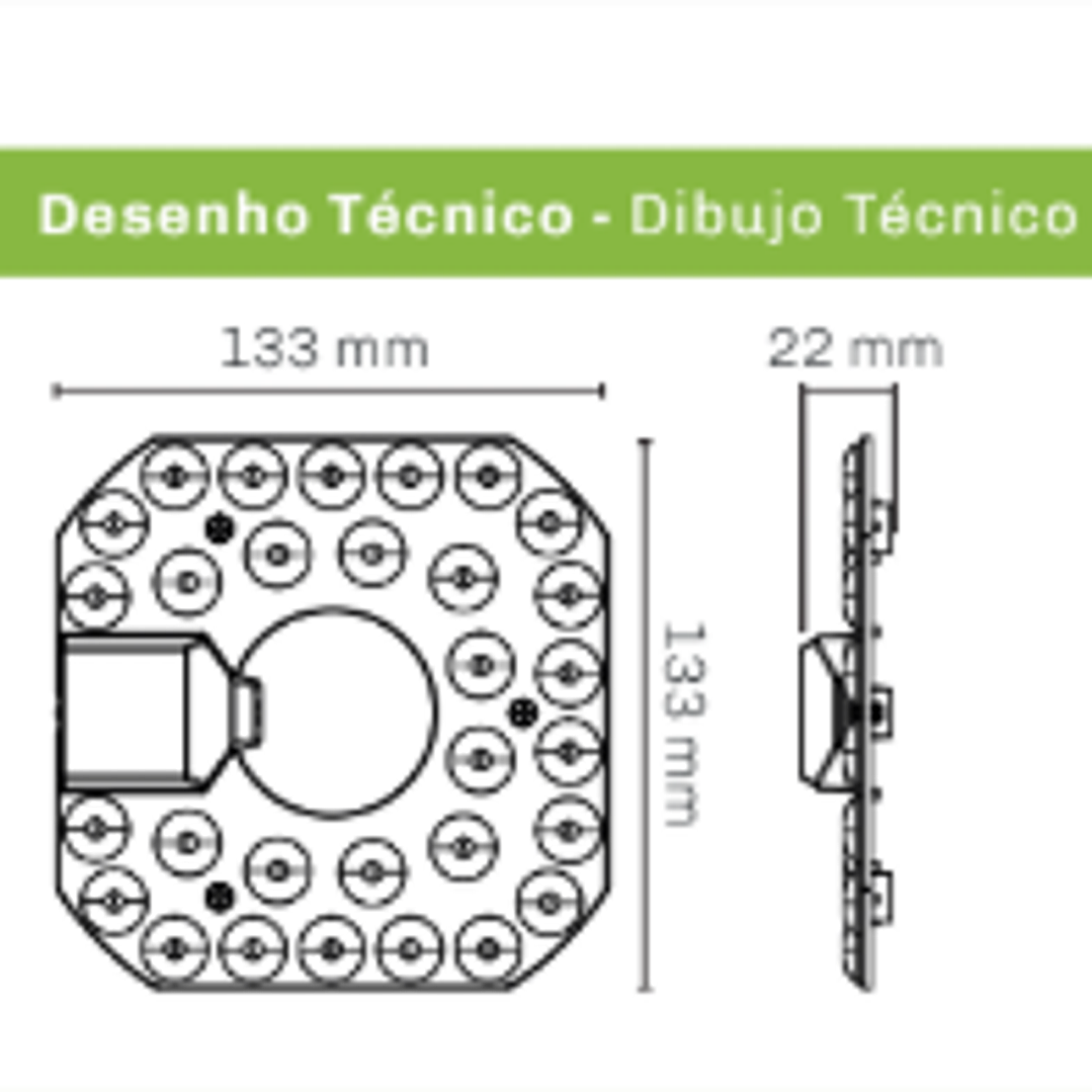 Módulo LED Magnético CCT3 20W 2400Lm 133x133mm Maxled 4