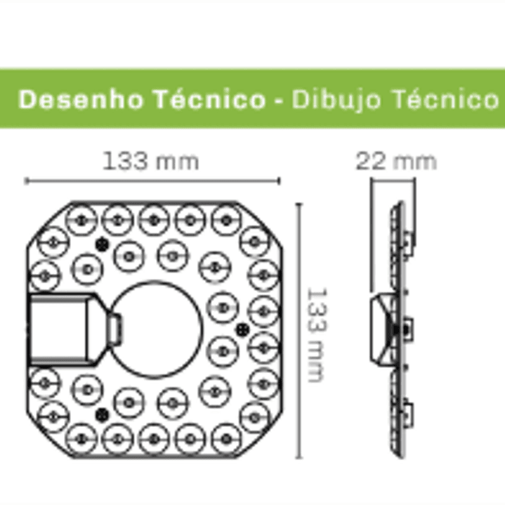 Módulo LED Magnético CCT3 20W 2400Lm 133x133mm Maxled 4