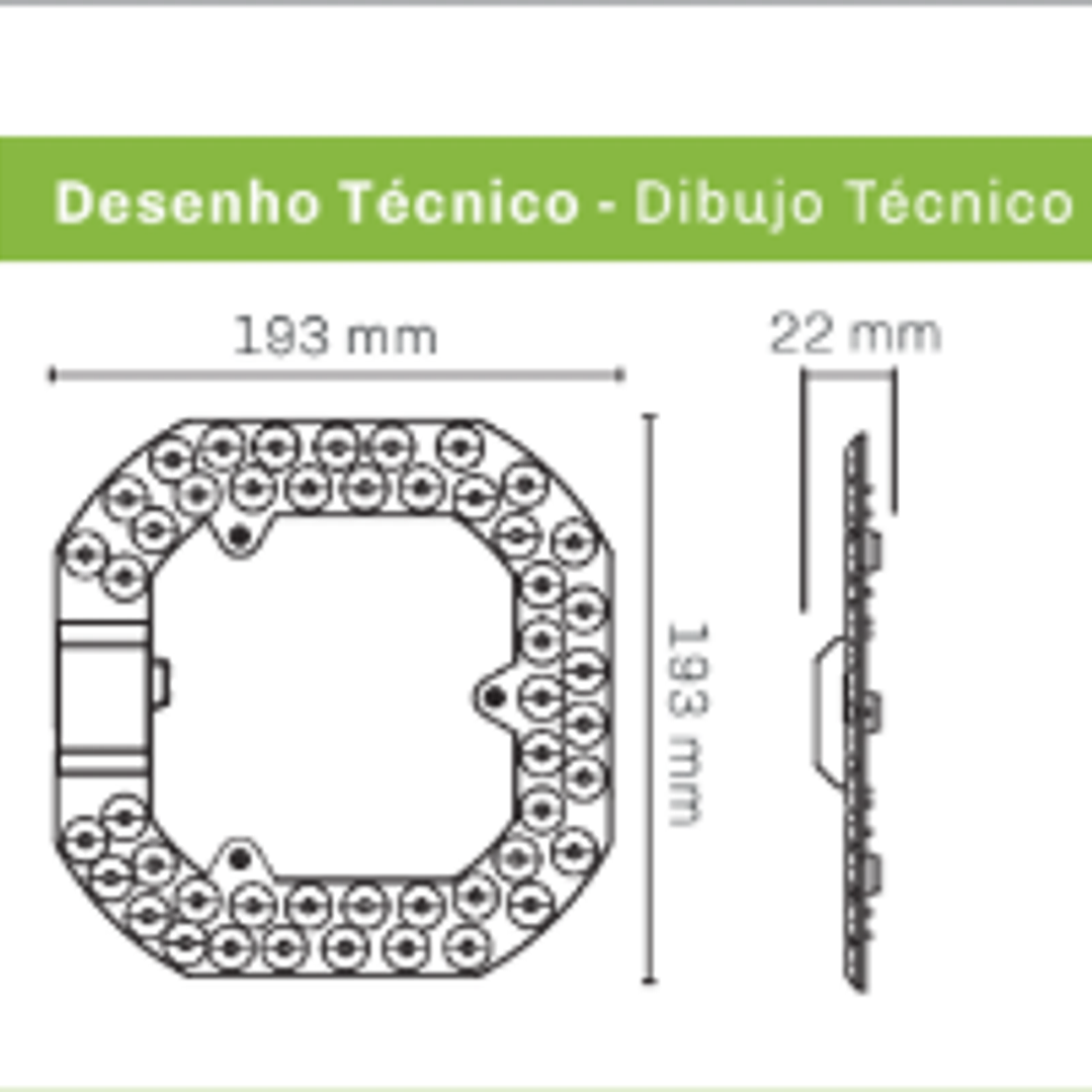 Módulo LED Magnético CCT3 25W 3800Lm 193x193mm Maxled 3